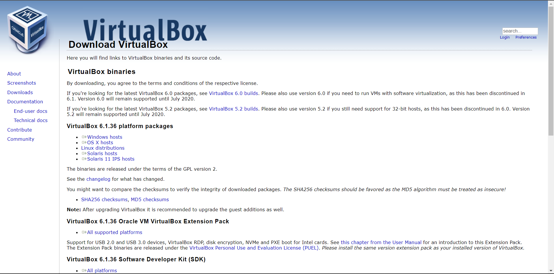 VirtualBox Web
